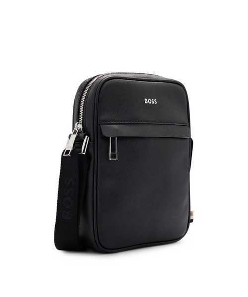 【関税込み】Hugo ブラック エンボスロゴ メッセンジャーバッグ ヒューゴボス HUGO BOSS HUGO BOSS ショルダーバッグ 50537303