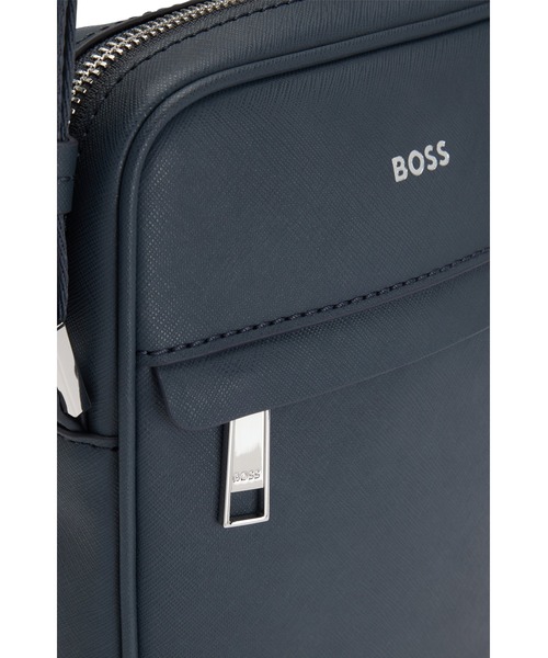 BOSSレタリングロゴ ストラクチャードレザー レポーターバッグ