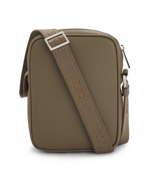 BOSSレタリングロゴ ストラクチャードレザー レポーターバッグ