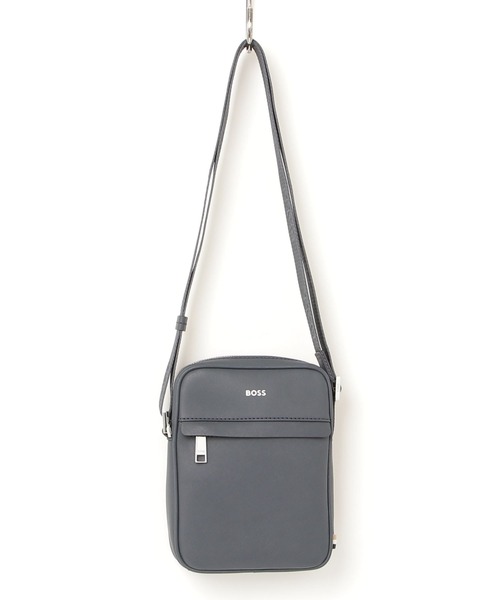 BOSSレタリングロゴ ストラクチャードレザー レポーターバッグ