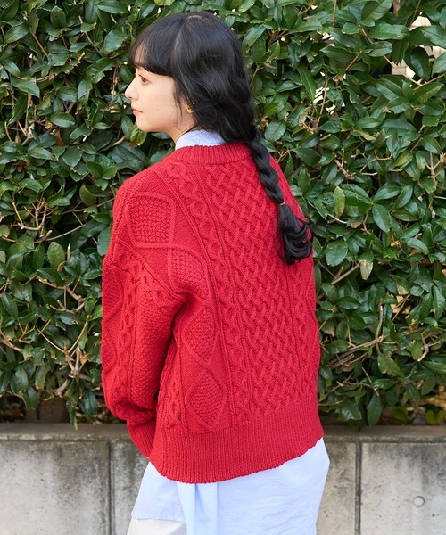 FREAK'S STORE(フリークスストア)の「ミックスケーブル クルーネックニット/ニットプルオーバー(ニット/セーター・レディース・ネイビー/ベージュ/オフホワイト/レッド・フリ-)」の16枚目の写真