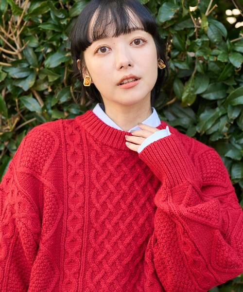 ニット セーター 2-10A9 ミックスカラー クルーネック ニット プルオーバー レディース SEASONAL COLLECTION＞ミックスカラー プルオーバー ニット