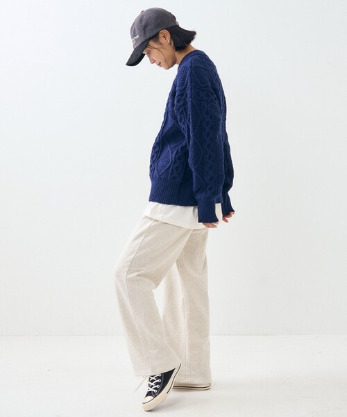 FREAK'S STORE(フリークスストア)の「ミックスケーブル クルーネックニット/ニットプルオーバー(ニット/セーター・レディース・ネイビー/ベージュ/オフホワイト/レッド・フリ-)」の19枚目の写真