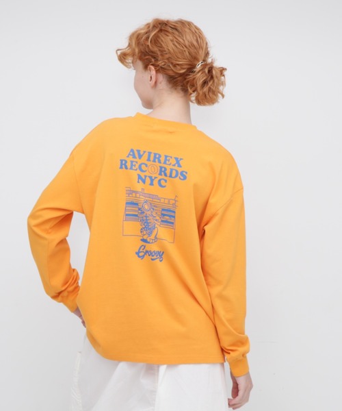 AVIREX（アヴィレックス）の「L/S TOPS "TOMCAT PRINT”/トムキャットプリント トップス（Tシャツ/カットソー・レディース・ブラック/オレンジ/オフホワイト・FREE）」の6枚目の写真