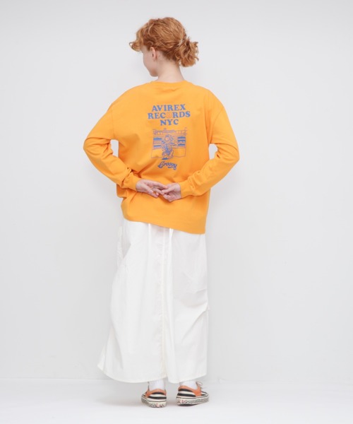 AVIREX（アヴィレックス）の「L/S TOPS "TOMCAT PRINT”/トムキャットプリント トップス（Tシャツ/カットソー・レディース・ブラック/オレンジ/オフホワイト・FREE）」の8枚目の写真