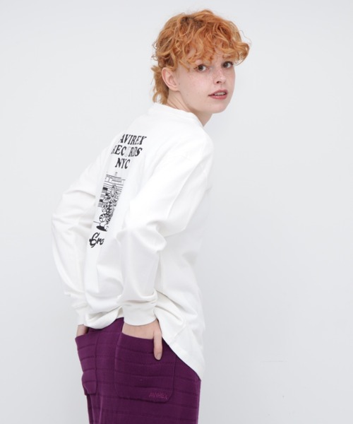AVIREX（アヴィレックス）の「L/S TOPS "TOMCAT PRINT”/トムキャットプリント トップス（Tシャツ/カットソー・レディース・ブラック/オレンジ/オフホワイト・FREE）」の19枚目の写真