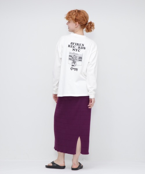 AVIREX（アヴィレックス）の「L/S TOPS "TOMCAT PRINT”/トムキャットプリント トップス（Tシャツ/カットソー・レディース・ブラック/オレンジ/オフホワイト・FREE）」の21枚目の写真
