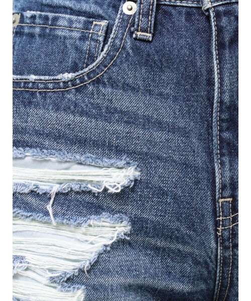 GYDA（ジェイダ）の「ジャストウエストダメージデニムショートパンツ（デニムパンツ・レディース・ライトブルー/ブルー・SMALL/MEDIUM/LARGE/X-SMALL）」の16枚目の写真