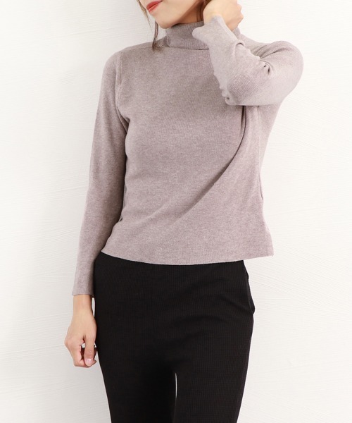 Miniministore(ミニミニストア)の「タートルネック ニットトップス 秋冬(ニット/セーター・レディース・ホワイト/ライトベージュ/ミント/ブラック/ベージュ/ブルー/モカ/ピンク/レッド/ブラウン・フリー)」の11枚目の写真