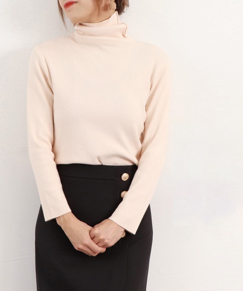 Miniministore(ミニミニストア)の「タートルネック ニットトップス 秋冬(ニット/セーター・レディース・ホワイト/ライトベージュ/ミント/ブラック/ベージュ/ブルー/モカ/ピンク/レッド/ブラウン・フリー)」の16枚目の写真