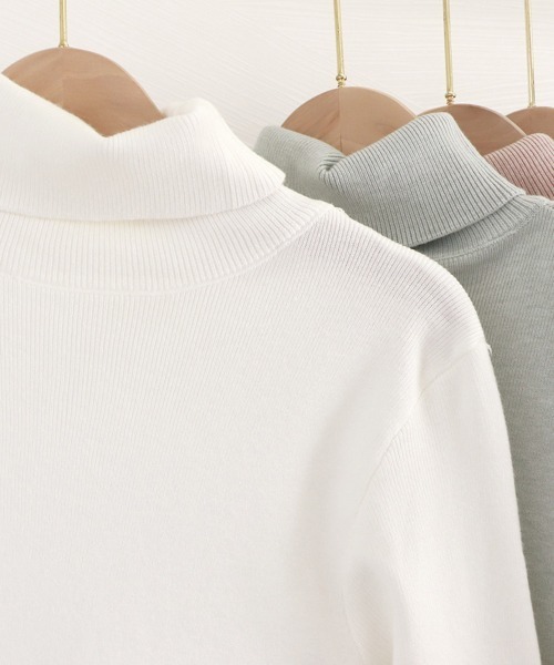 Miniministore(ミニミニストア)の「タートルネック ニットトップス 秋冬(ニット/セーター・レディース・ホワイト/ライトベージュ/ミント/ブラック/ベージュ/ブルー/モカ/ピンク/レッド/ブラウン・フリー)」の22枚目の写真