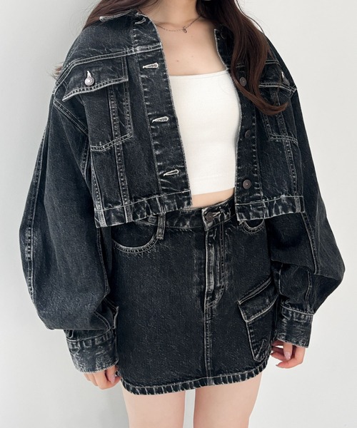のあ Heather デニムアソートジャケット＆スカート セットアップ Heather（ヘザー）の「Denim Mini Skirt 994784（デニムスカート