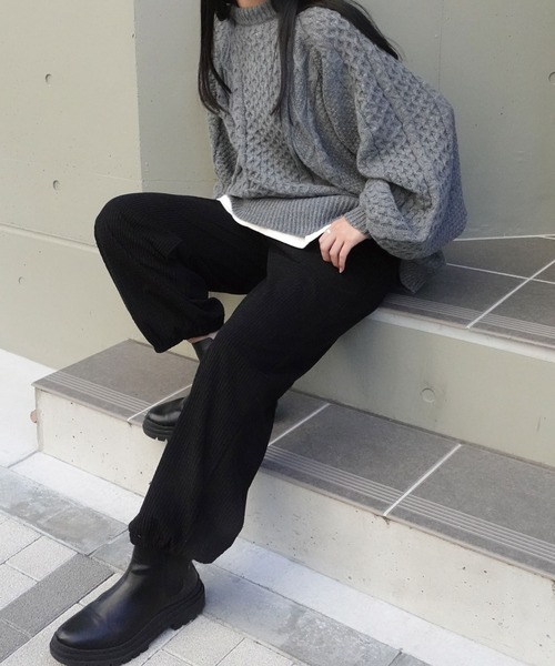 CORNERS（コーナーズ）の「ポコポコカットコーデュロイジョガーパンツ【セットアップ可能】（スウェットパンツ・レディース・ベージュ系その他/ブラック・M）」の11枚目の写真