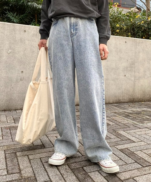 GEVACO（ゲバコ）の「【GEVACO / ゲバコ】12.5ozワイドデニムパンツ(セットアップ対応)（デニムパンツ・メンズ・スカイブルー/ブラック/ブルー・MEDIUM/LARGE）」の4枚目の写真