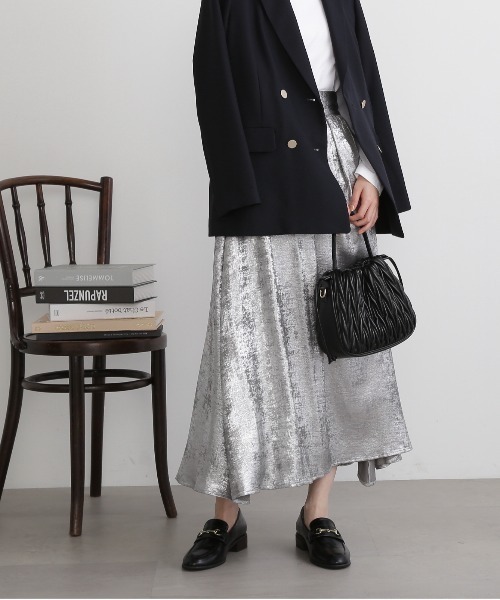 N.(N. Natural Beauty Basic)(エヌエヌナチュラルビューティーベーシック)の「【S Size Line】◆ギャザーイージースカート(スカート・レディース・シルバー/ブラック/シルバー系その他・MEDIUM/SMALL)」の3枚目の写真