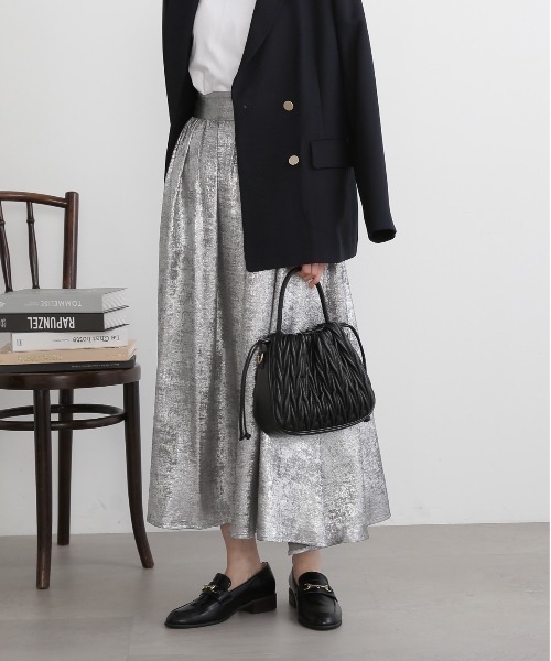 N.(N. Natural Beauty Basic)(エヌエヌナチュラルビューティーベーシック)の「【S Size Line】◆ギャザーイージースカート(スカート・レディース・シルバー/ブラック/シルバー系その他・MEDIUM/SMALL)」の12枚目の写真