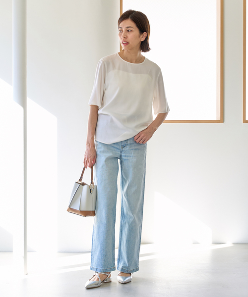 IENA（イエナ）の「キュプラナイロンサテンTブラウス（シャツ