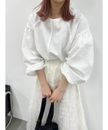 【ボリュームスリーブ】cord piping blouse