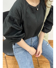 【ボリュームスリーブ】cord piping blouse