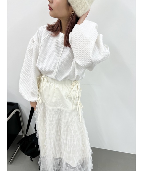 JUMELLE(ジュメロ)の「【ボリュームスリーブ】cord piping blouse(シャツ/ブラウス・レディース・ホワイト/ブラック/イエロー・MEDIUM)」の4枚目の写真
