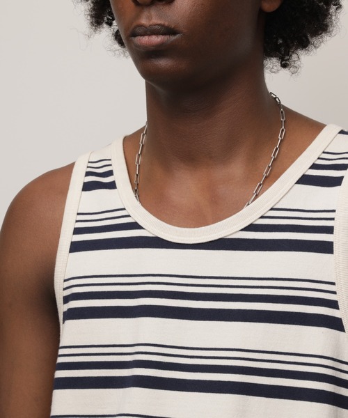 Schott(ショット)の「Schott/ショット/HORIZONTAL STRIPES TANK TOP/ホリゾンタル ストライプ タンクトップ(Tシャツ/カットソー・メンズ・ネイビー/ブラック・M/L/XL)」の5枚目の写真