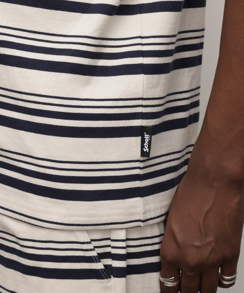 Schott(ショット)の「Schott/ショット/HORIZONTAL STRIPES TANK TOP/ホリゾンタル ストライプ タンクトップ(Tシャツ/カットソー・メンズ・ネイビー/ブラック・M/L/XL)」の7枚目の写真
