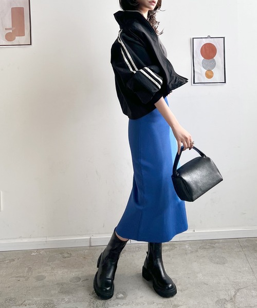 Futier land（フューティアランド）の「サイドラインナイロンショートブルゾン（ブルゾン・レディース・ブラック/アイボリー/オフホワイト・MEDIUM）」の11枚目の写真