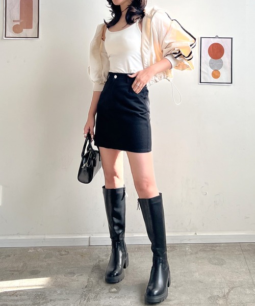 Futier land（フューティアランド）の「サイドラインナイロンショートブルゾン（ブルゾン・レディース・ブラック/アイボリー/オフホワイト・MEDIUM）」の19枚目の写真