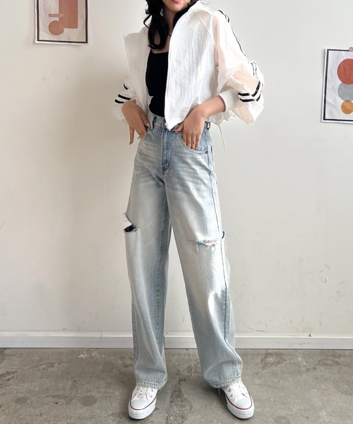 Futier land（フューティアランド）の「サイドラインナイロンショートブルゾン（ブルゾン・レディース・ブラック/アイボリー/オフホワイト・MEDIUM）」の21枚目の写真