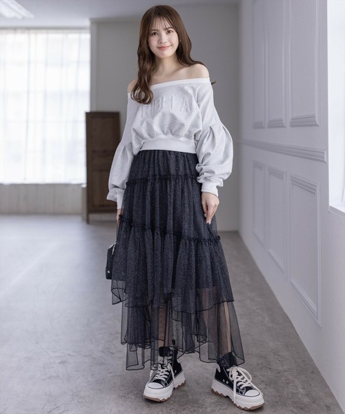 clear（クリア）の「ランダムティアードラメチュールスカート（スカート・レディース・グレー/ブラック/アイボリー・F）」の17枚目の写真