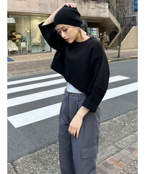 MURUA（ムルーア）の「ダブルウエストワイドパンツ【2WAY】（その他パンツ・レディース・ブラック/グレー/ベージュ・2/1）」の4枚目の写真