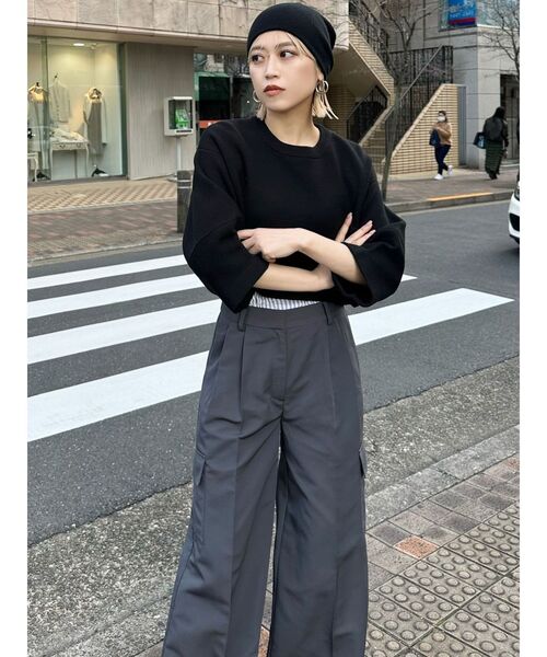 MURUA（ムルーア）の「ダブルウエストワイドパンツ【2WAY】（その他パンツ・レディース・ブラック/グレー/ベージュ・2/1）」の5枚目の写真