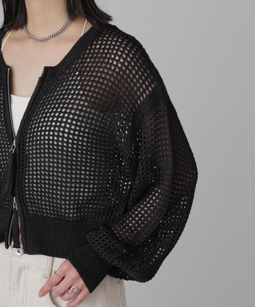 FREE'S MART（フリーズマート）の「◆フロントジップラメメッシュカーディガン（カーディガン/ボレロ・レディース・ブラック/ブルー/イエロー・FREE）」の22枚目の写真