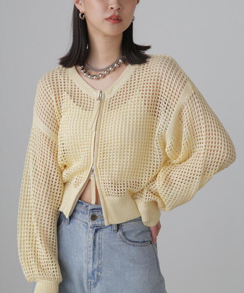 FREE'S MART（フリーズマート）の「◆フロントジップラメメッシュカーディガン（カーディガン/ボレロ・レディース・ブラック/ブルー/イエロー・FREE）」の14枚目の写真