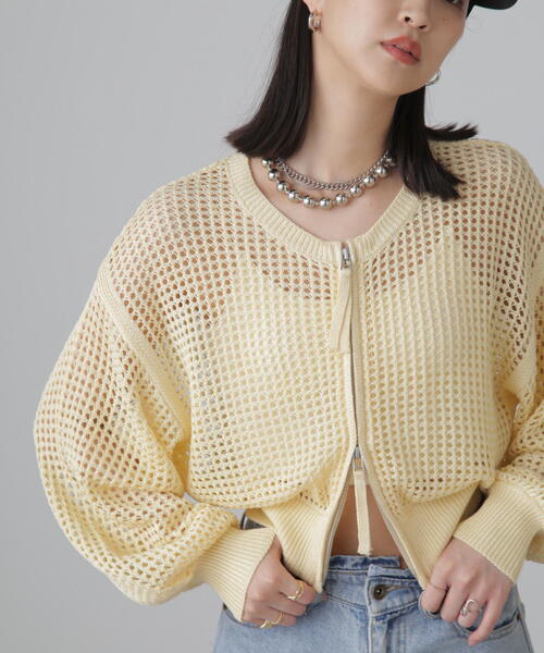 FREE'S MART（フリーズマート）の「◆フロントジップラメメッシュカーディガン（カーディガン/ボレロ・レディース・ブラック/ブルー/イエロー・FREE）」の15枚目の写真