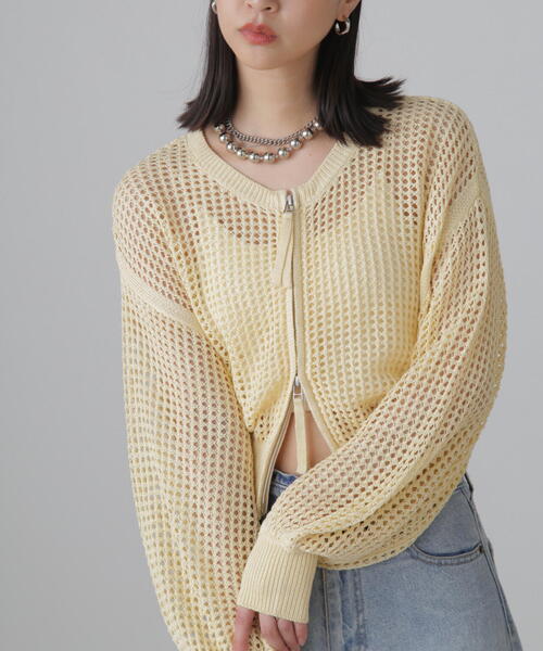 FREE'S MART（フリーズマート）の「◆フロントジップラメメッシュカーディガン（カーディガン/ボレロ・レディース・ブラック/ブルー/イエロー・FREE）」の16枚目の写真