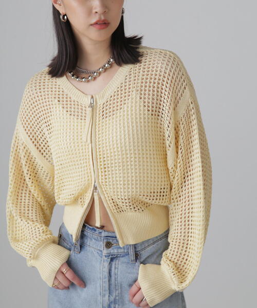 FREE'S MART（フリーズマート）の「◆フロントジップラメメッシュカーディガン（カーディガン/ボレロ・レディース・ブラック/ブルー/イエロー・FREE）」の17枚目の写真