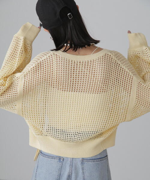 FREE'S MART（フリーズマート）の「◆フロントジップラメメッシュカーディガン（カーディガン/ボレロ・レディース・ブラック/ブルー/イエロー・FREE）」の10枚目の写真