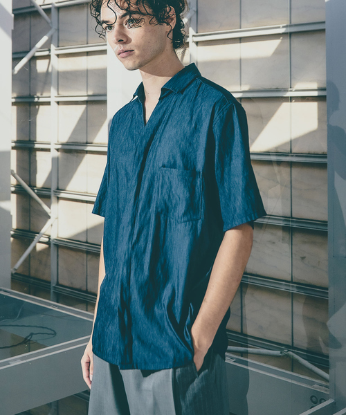 5351 POUR LES HOMMES（ゴーサンゴーイチプールオム）の「ウーブンスキッパー 半袖シャツ（シャツ/ブラウス・メンズ・インディゴブルー/ブラック・50/48/46/44）」の2枚目の写真