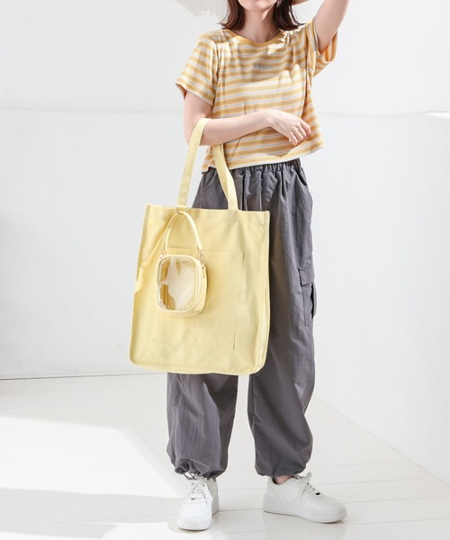 Honeys（ハニーズ）の「多ポケットトートバッグ／推し活（トートバッグ・レディース・ブルー/ブラック/オレンジ/パープル/ミント/イエロー/キナリ/ピンク/レッド・FREE）」の14枚目の写真