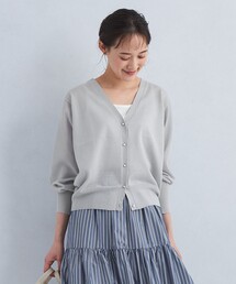 green label relaxing（グリーンレーベルリラクシング）の「グロッシー シアー Vネック ニット カーディガン（カーディガン/ボレロ）」