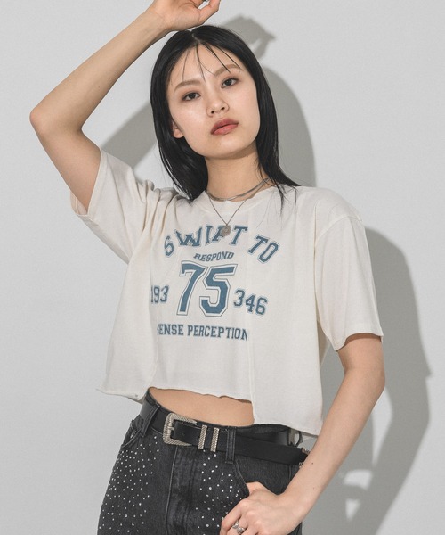 PAGEBOY（ページボーイ）の「リメイクライクカレッジショート（Tシャツ/カットソー・レディース・オフホワイト/チェリーピンク/ブラック・FREE）」の10枚目の写真