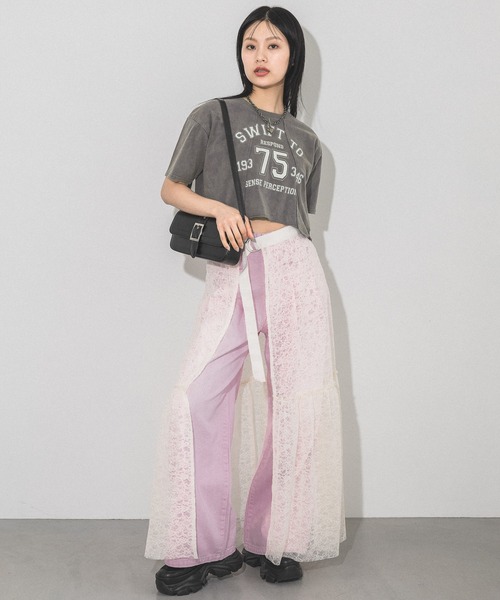 PAGEBOY（ページボーイ）の「リメイクライクカレッジショート（Tシャツ/カットソー・レディース・オフホワイト/チェリーピンク/ブラック・FREE）」の8枚目の写真