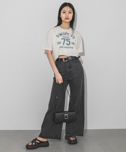 PAGEBOY（ページボーイ）の「リメイクライクカレッジショート（Tシャツ/カットソー・レディース・オフホワイト/チェリーピンク/ブラック・FREE）」の13枚目の写真