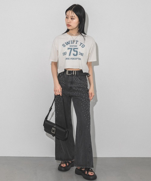 PAGEBOY（ページボーイ）の「リメイクライクカレッジショート（Tシャツ/カットソー・レディース・オフホワイト/チェリーピンク/ブラック・FREE）」の12枚目の写真