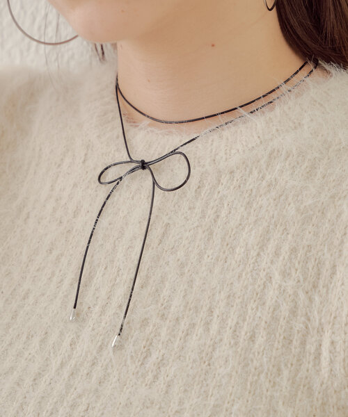 Chico(チコ)の「【再販開始!】リボンコードチョーカー(ネックレス・レディース・ブラック/ホワイト・FREE)」の4枚目の写真