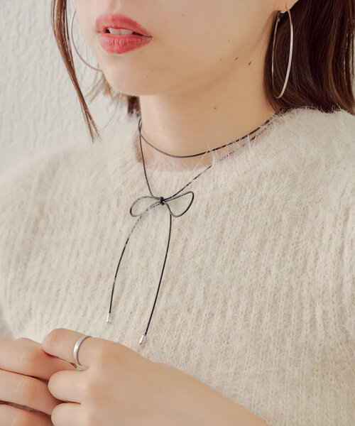 Chico(チコ)の「【再販開始!】リボンコードチョーカー(ネックレス・レディース・ブラック/ホワイト・FREE)」の5枚目の写真