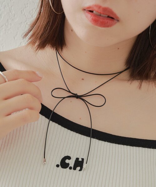 Chico(チコ)の「【再販開始!】リボンコードチョーカー(ネックレス・レディース・ブラック/ホワイト・FREE)」の7枚目の写真