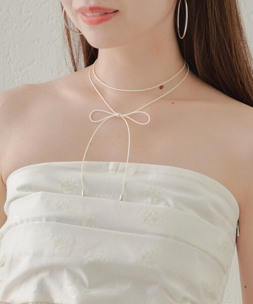 Chico(チコ)の「【再販開始!】リボンコードチョーカー(ネックレス・レディース・ブラック/ホワイト・FREE)」の9枚目の写真