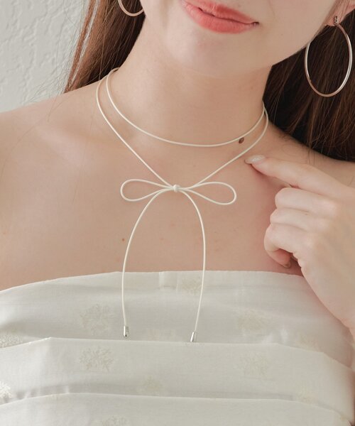 Chico(チコ)の「【再販開始!】リボンコードチョーカー(ネックレス・レディース・ブラック/ホワイト・FREE)」の10枚目の写真